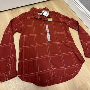Carhartt Rugged Flex Loose Fit Midweight Flannel Long Sleeve Plaid Womens Size M